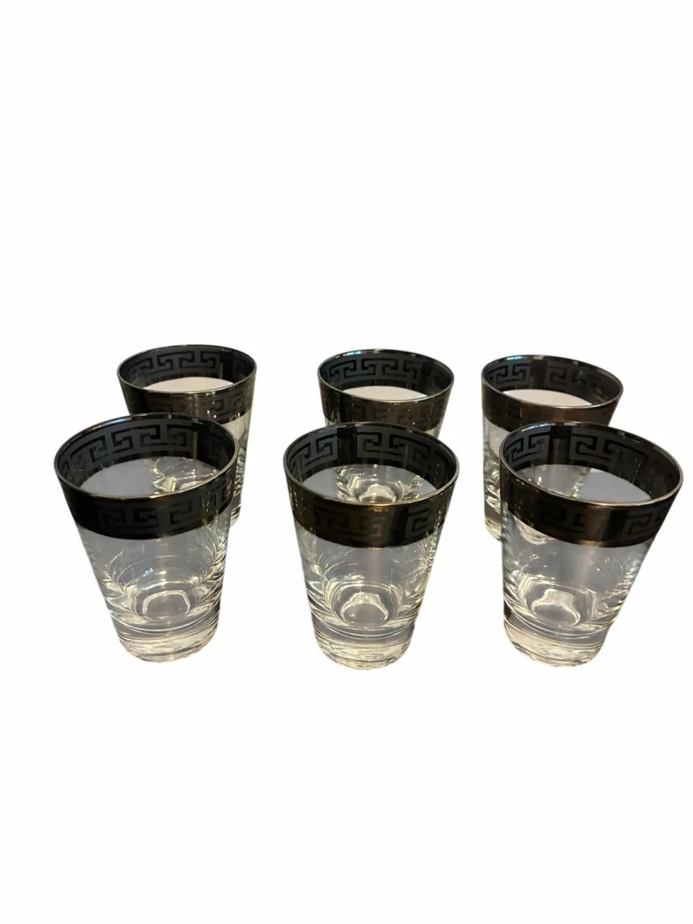 Dorothy Thorpe MCM Set of Highball Vintage Greek Key Glass Tumblers 6 MCM